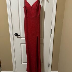 City Triangles Red Glitter Maxi Dress